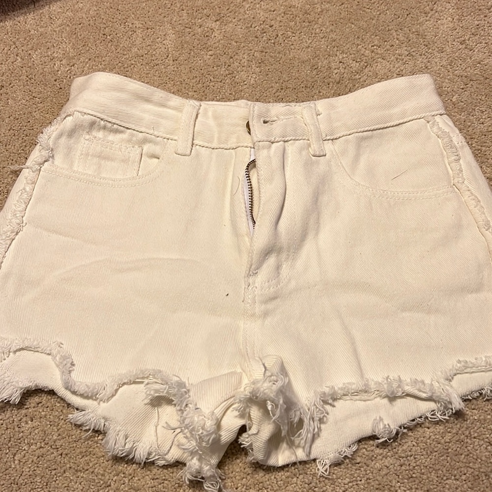 SHEIN white denim shorts